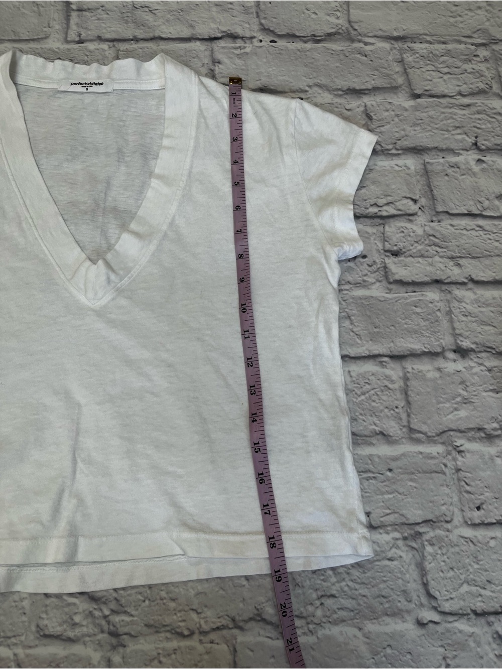 Perfectwhitetee Alanis White V-Neck Short Sleeve cotton Top made in USA t-shirt - Picture 5 of 8